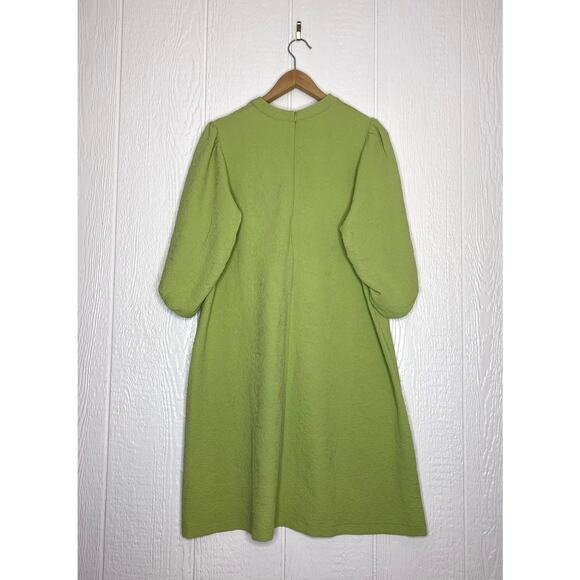 SAMSOE SAMSOE Junis Sage Green Crinkle Crewneck Shift Dress MEDIUM NWT $170 - Picture 5 of 12
